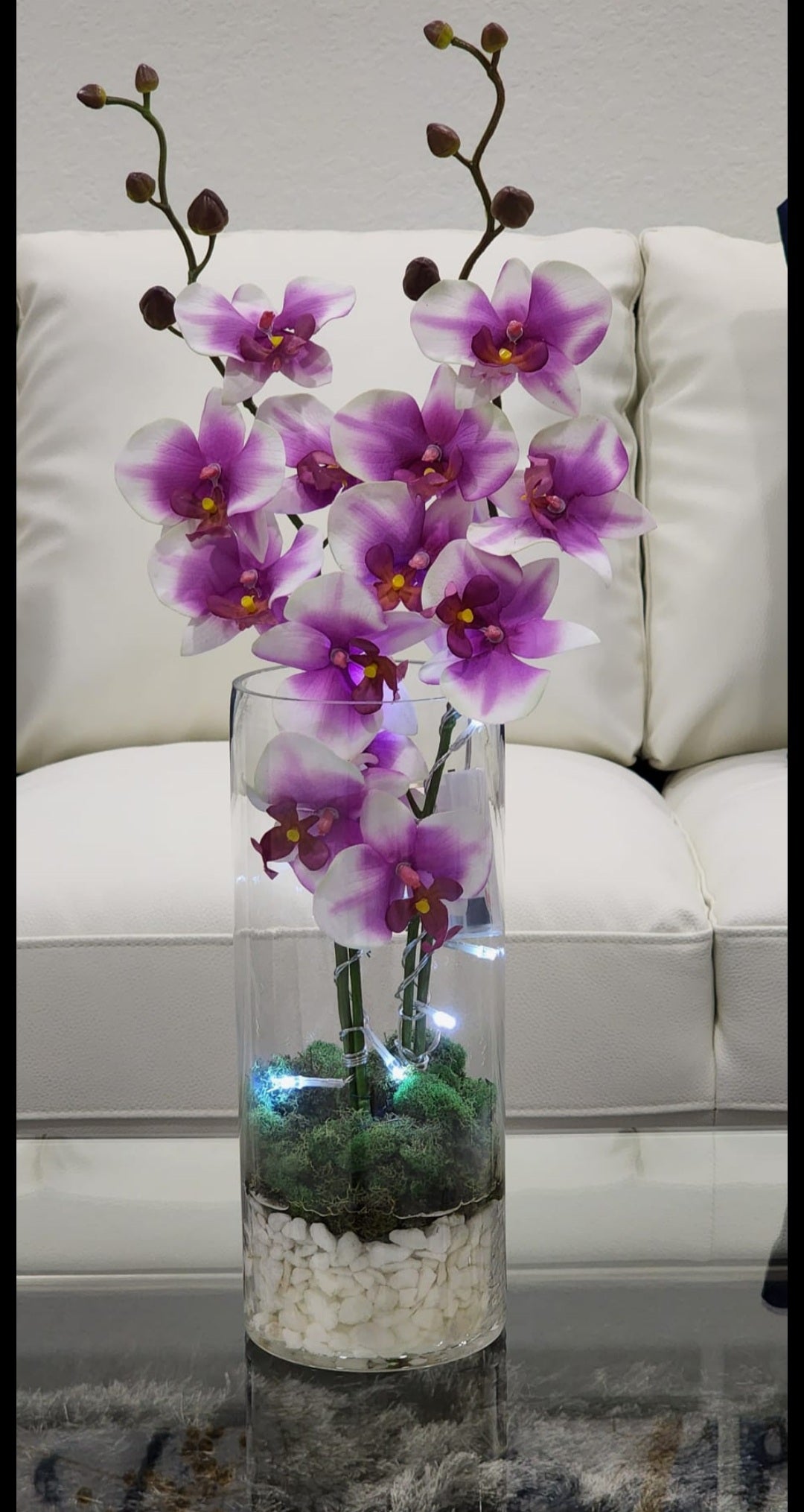 Violet Orchids in cristal base