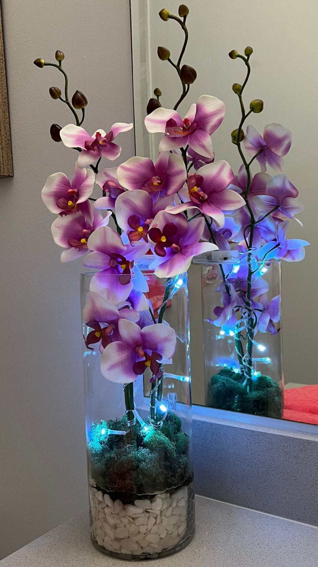 Violet Orchids in cristal base