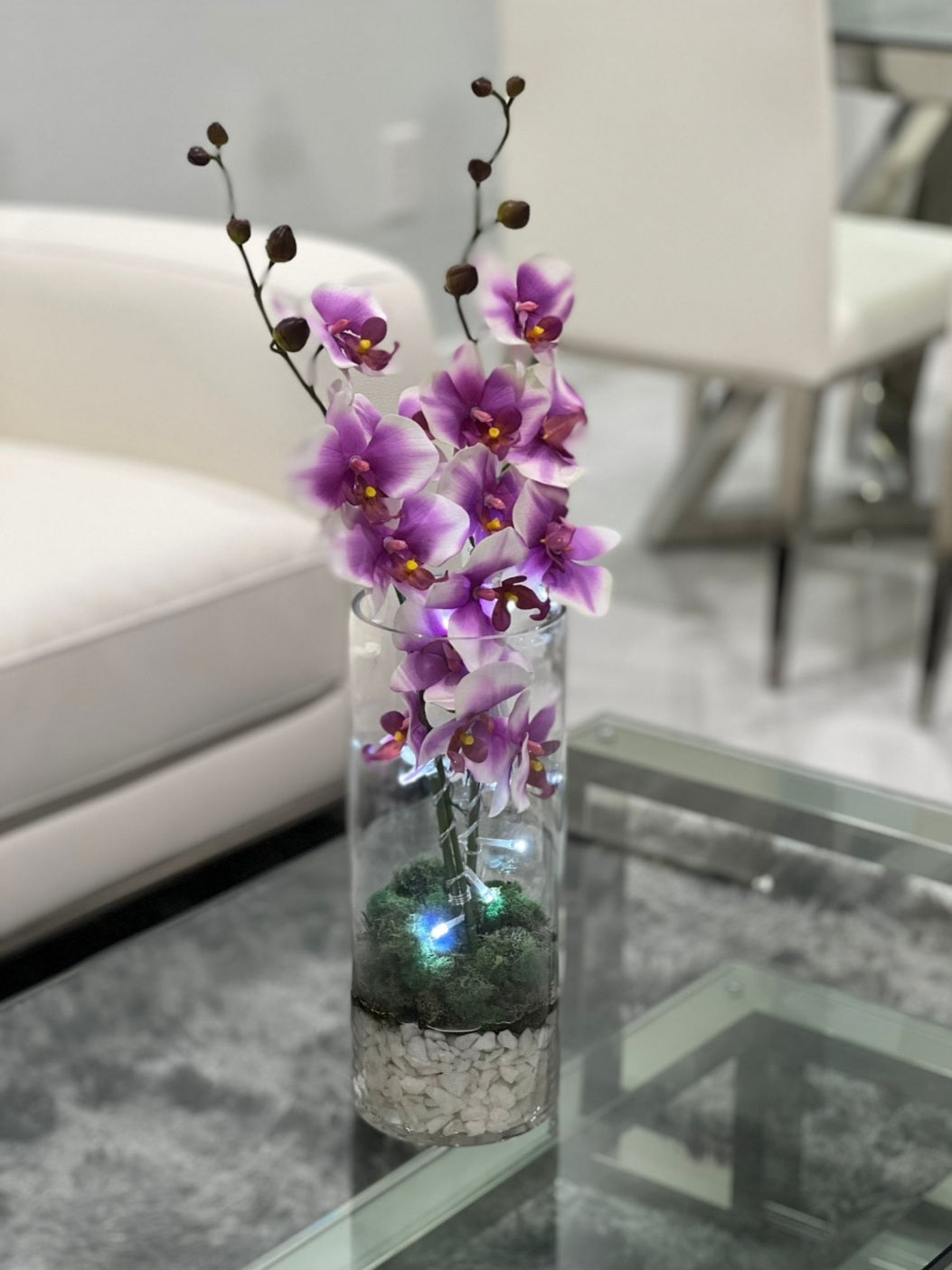 Violet Orchids in cristal base