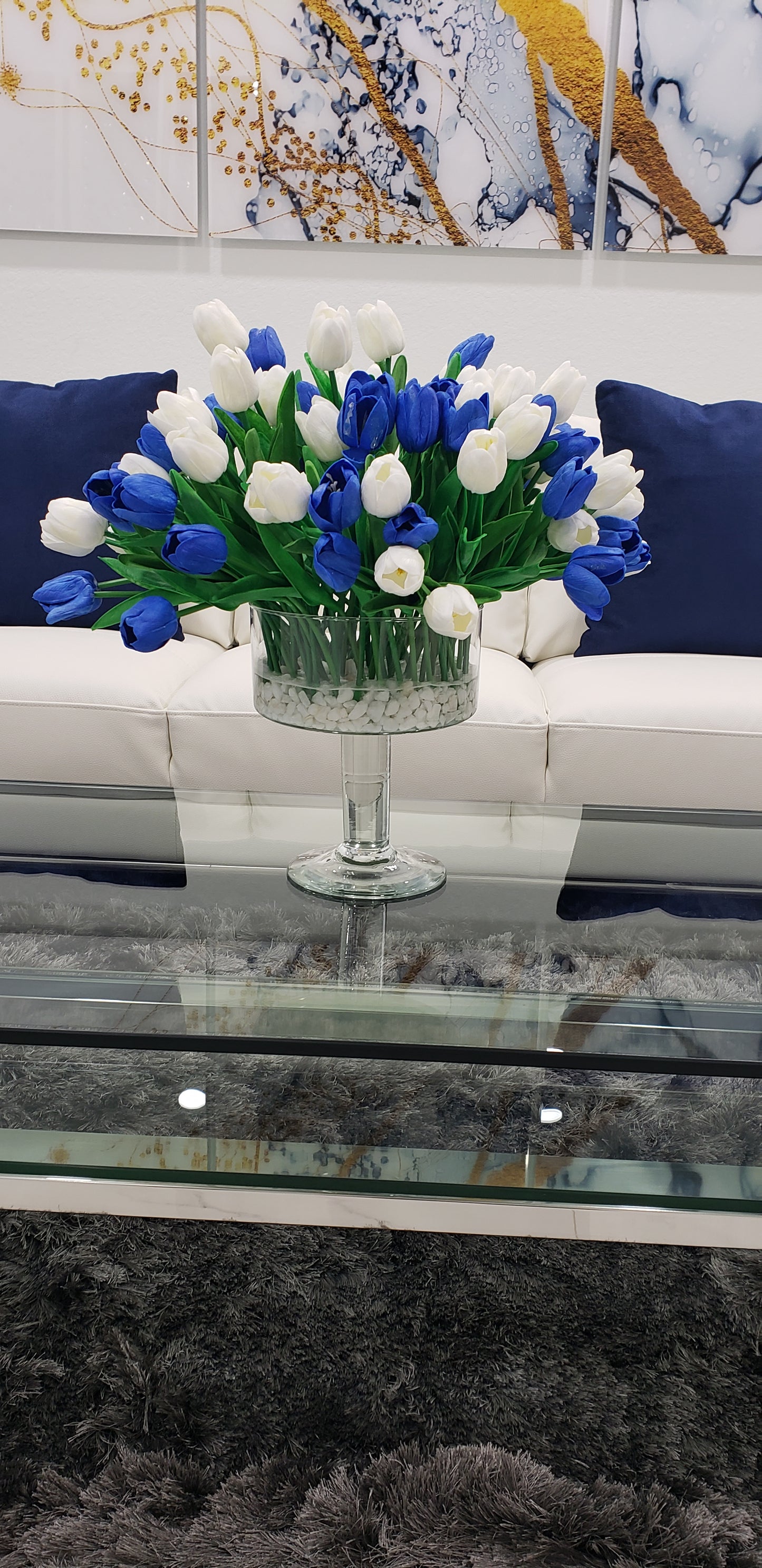 Blue and White Tulips