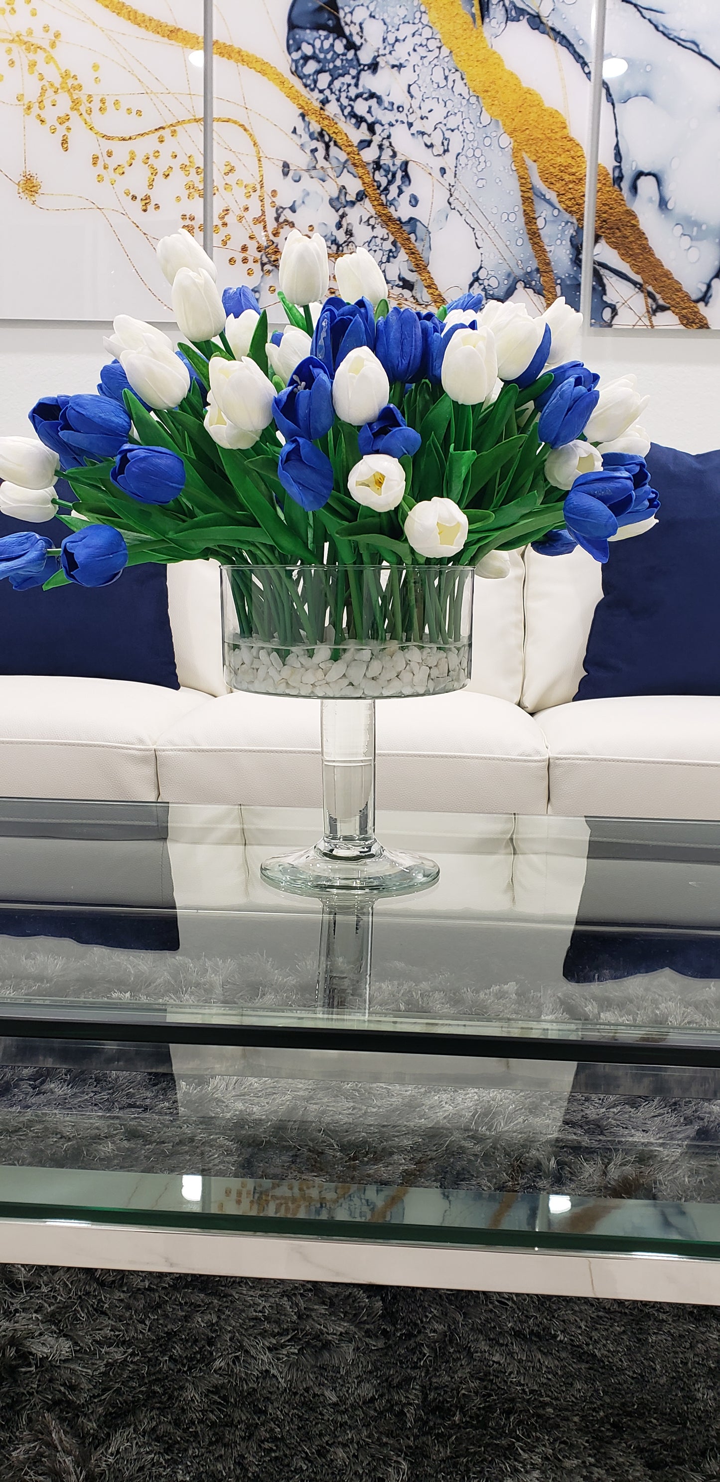 Blue and White Tulips