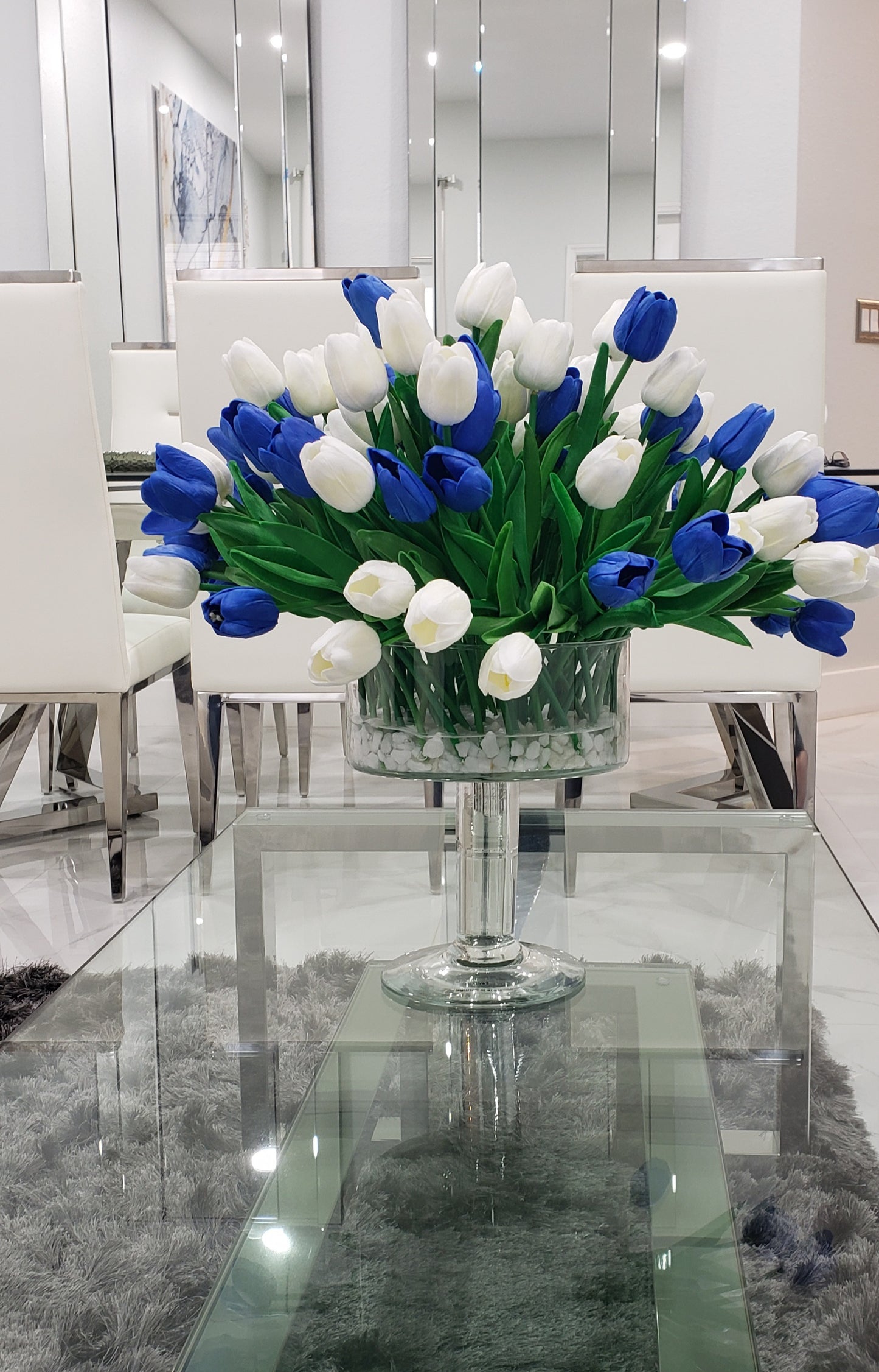 Blue and White Tulips