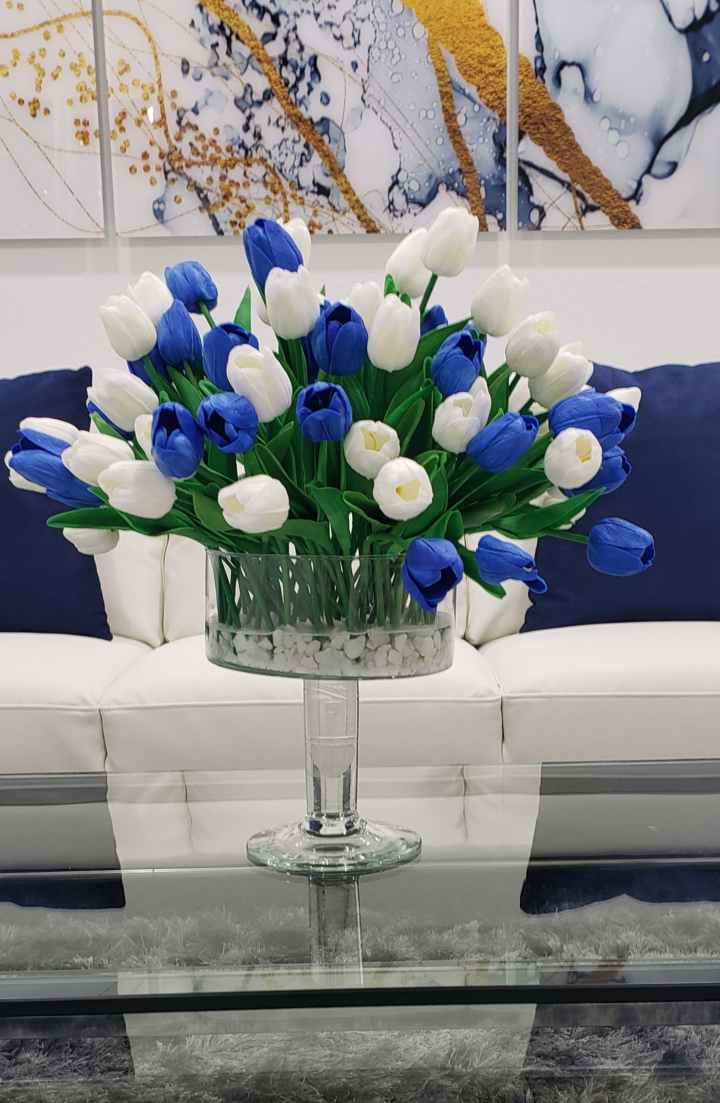 Blue and White Tulips