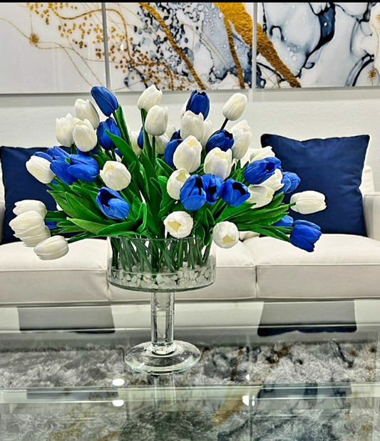 Blue and White Tulips