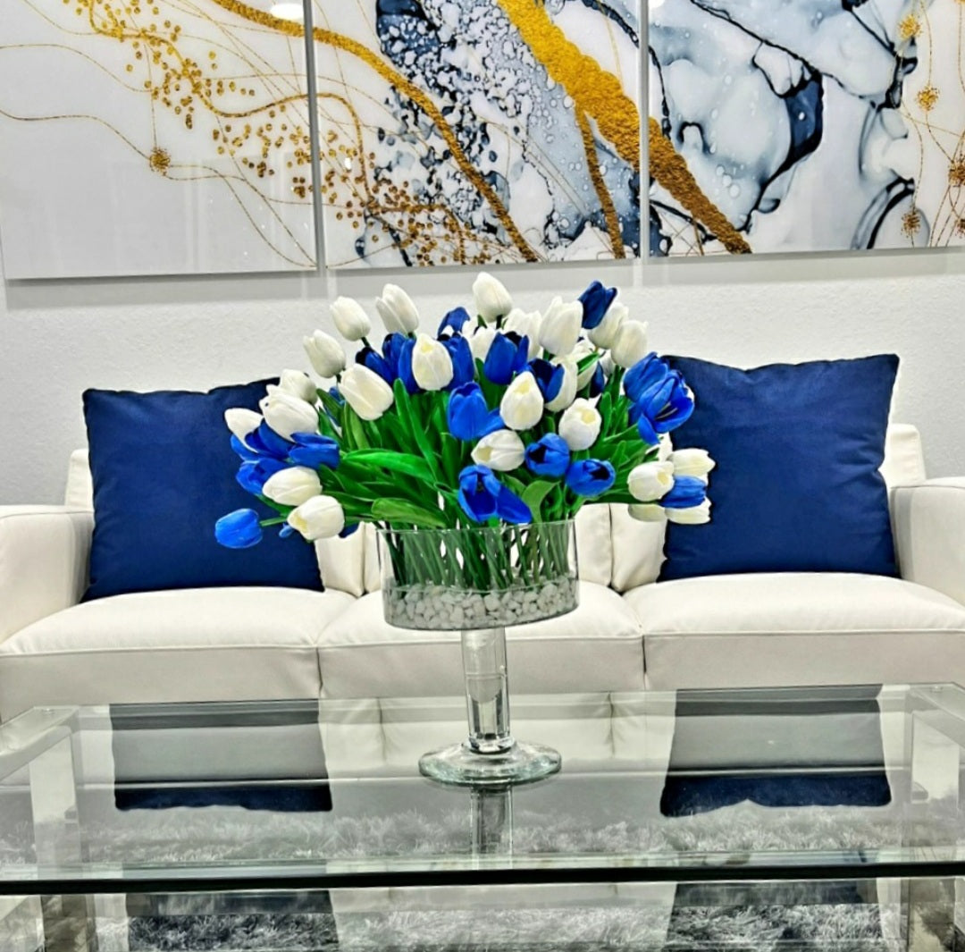 Blue and White Tulips