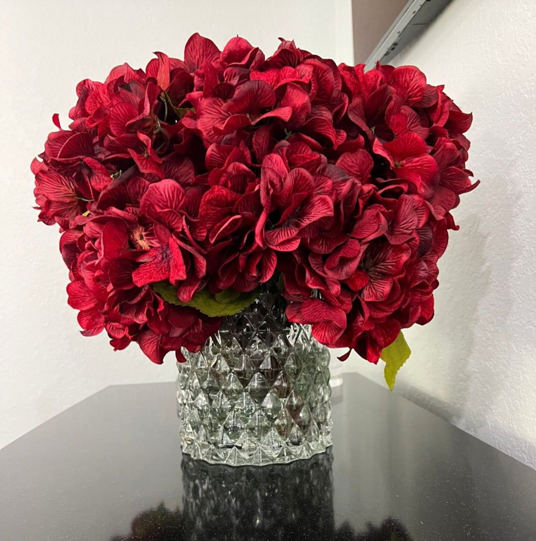 Red Hydrangea arrangement