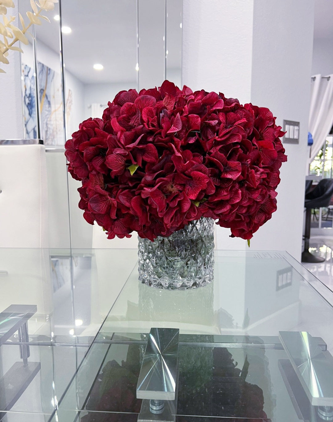 Red Hydrangea arrangement