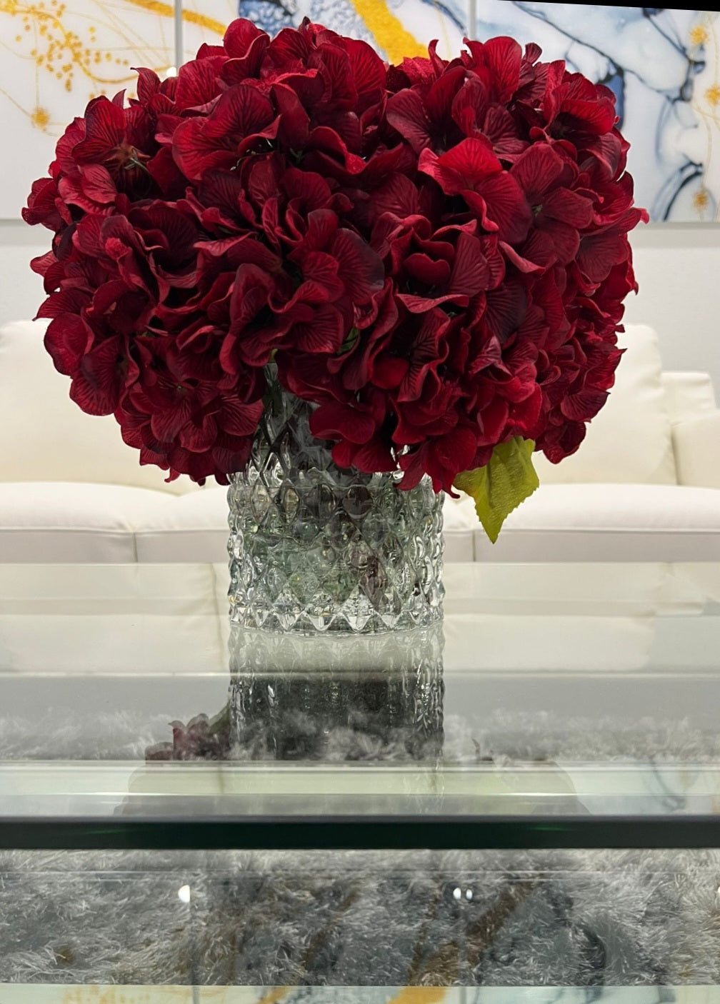 Red Hydrangea arrangement