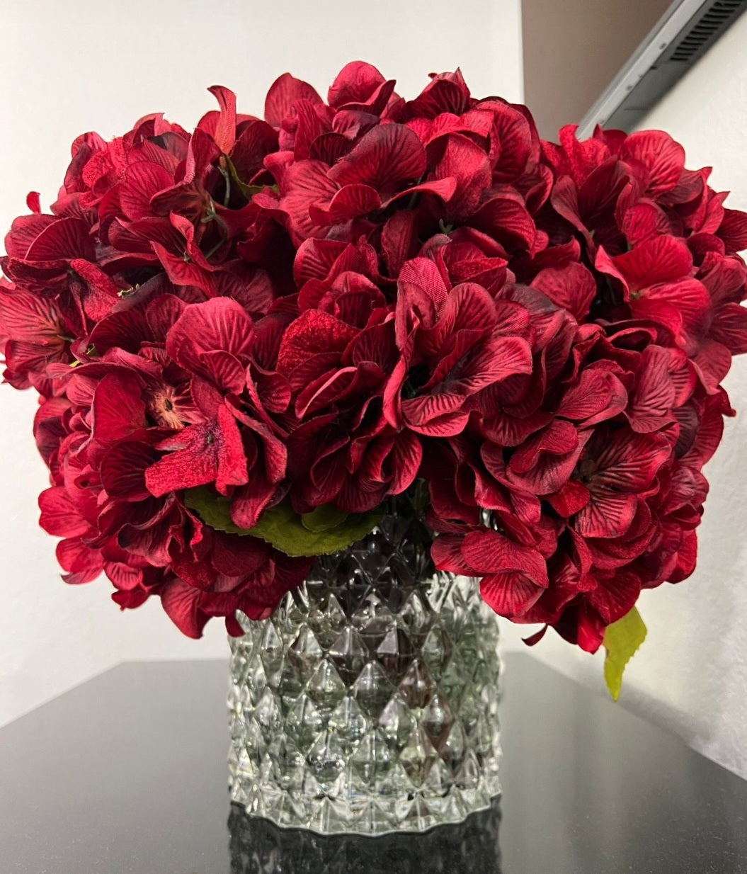 Red Hydrangea arrangement