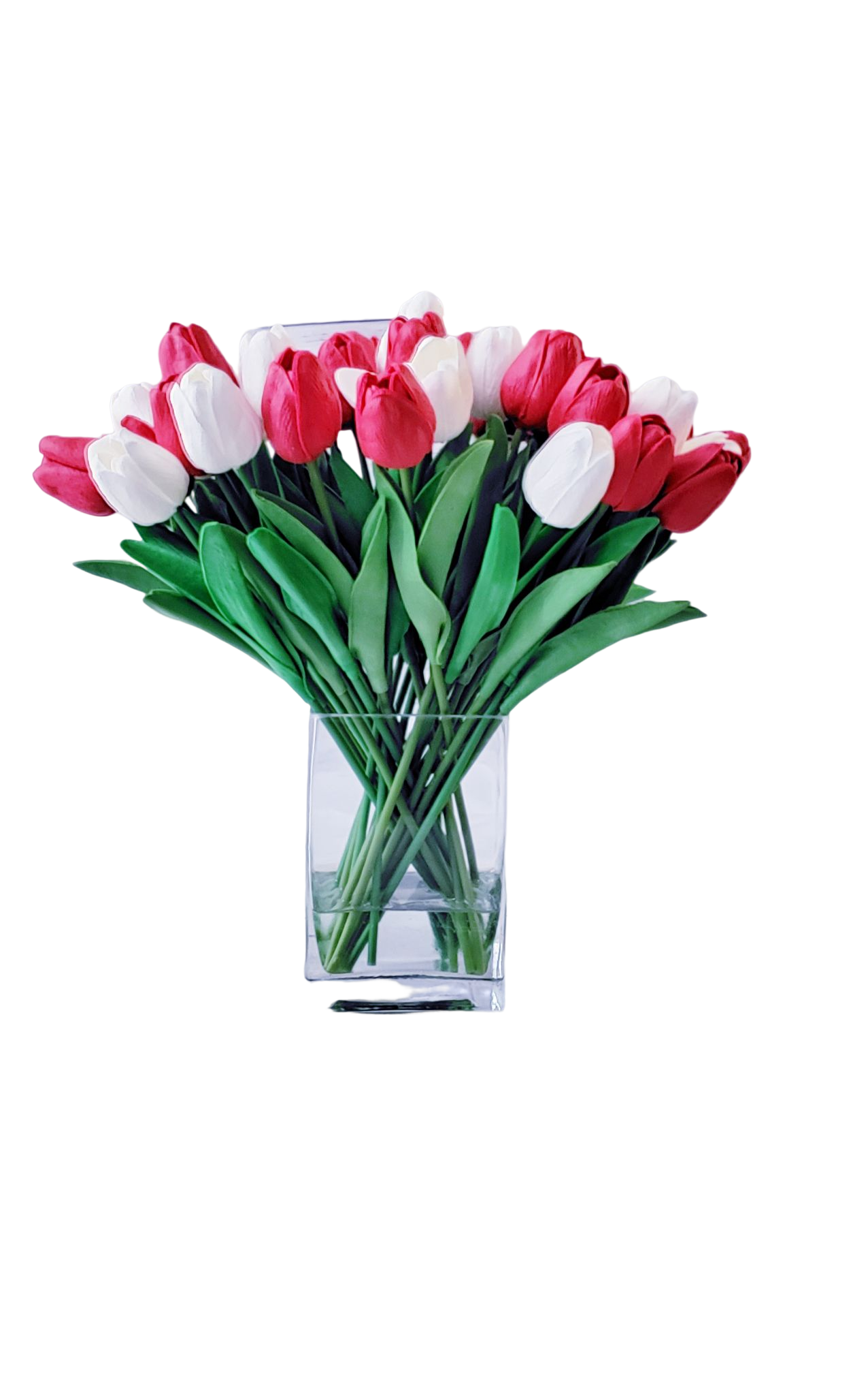 Tulips arrangements in clear base