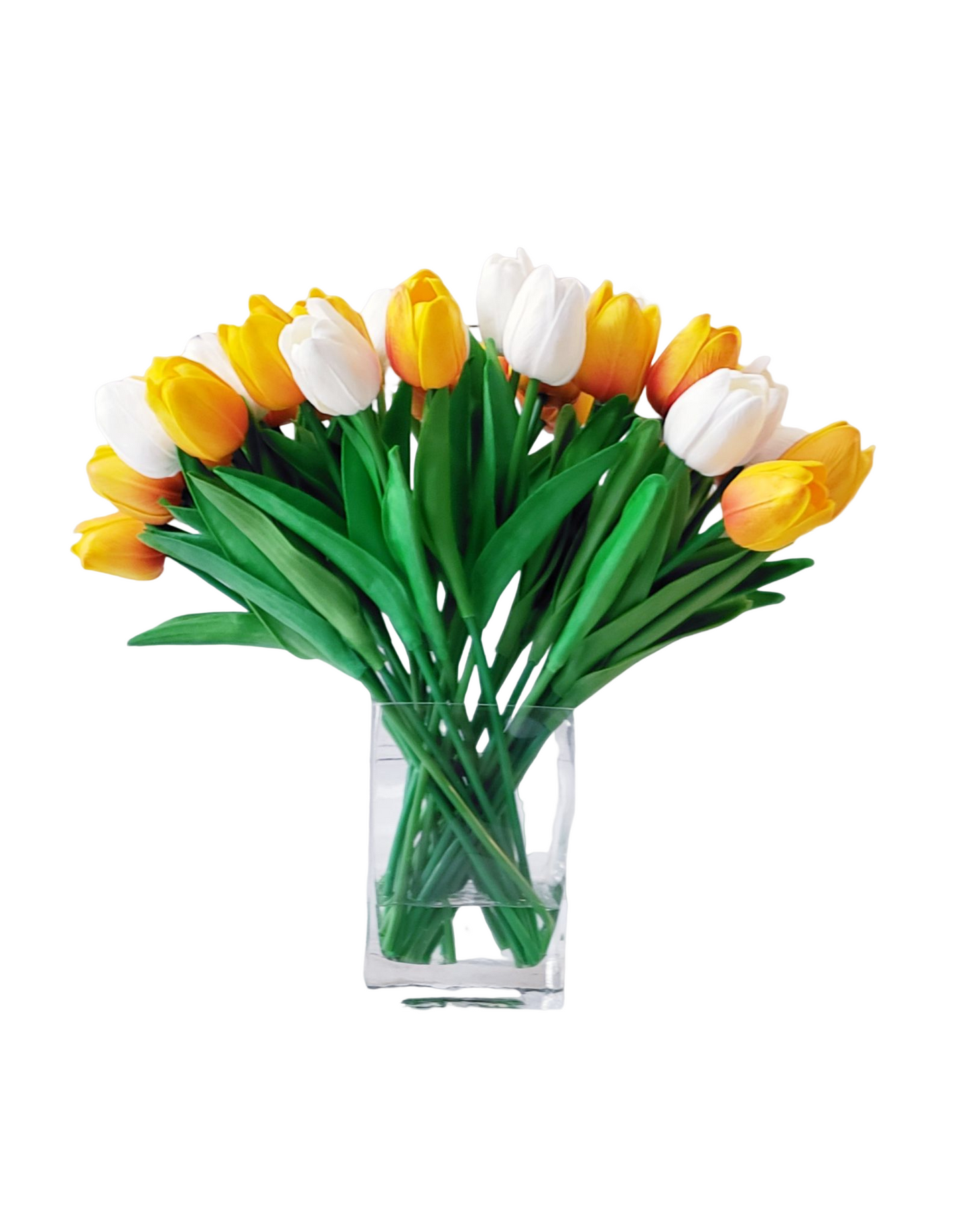 Tulips arrangements in clear base