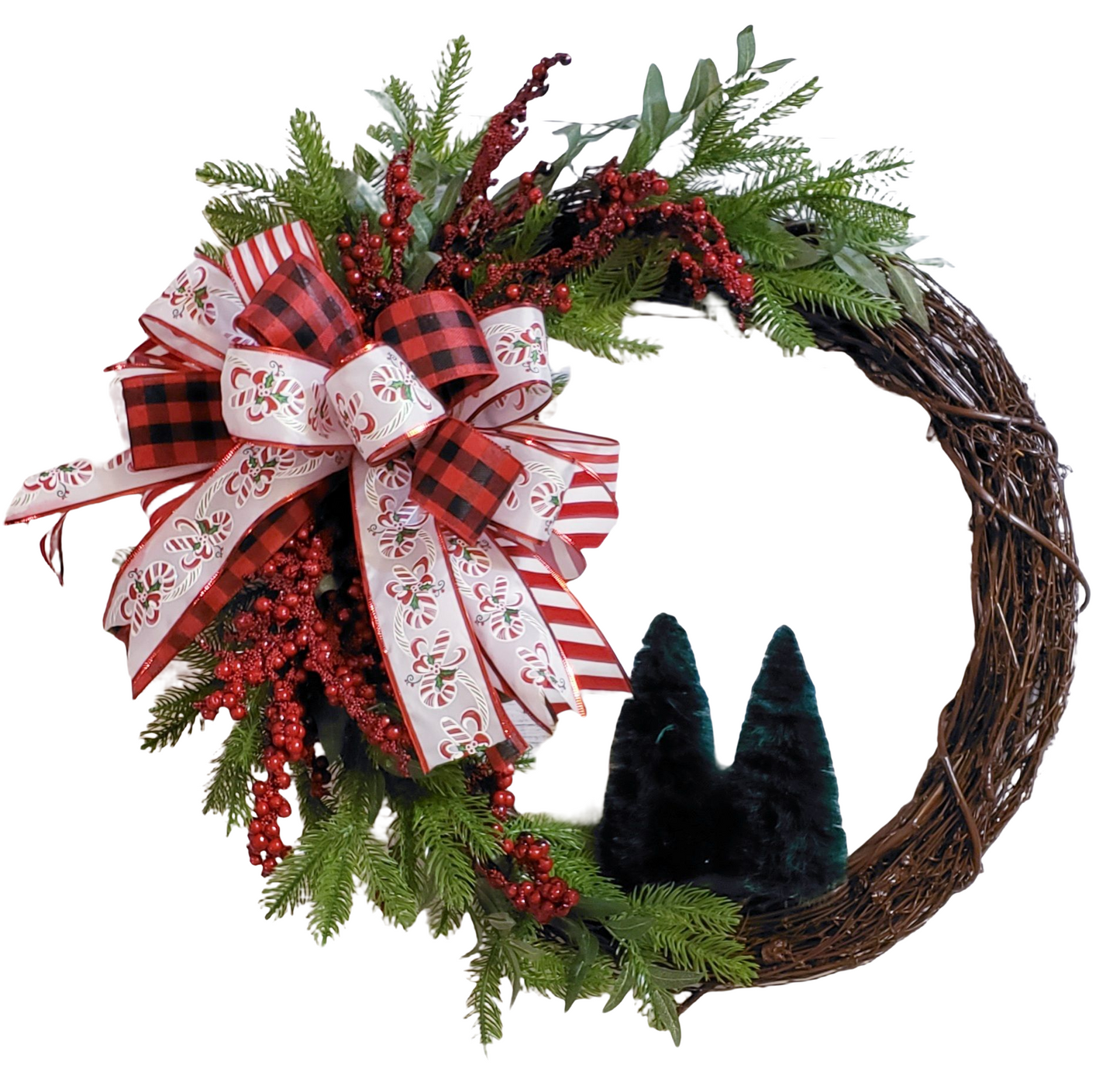 Christmas wreath with green pines