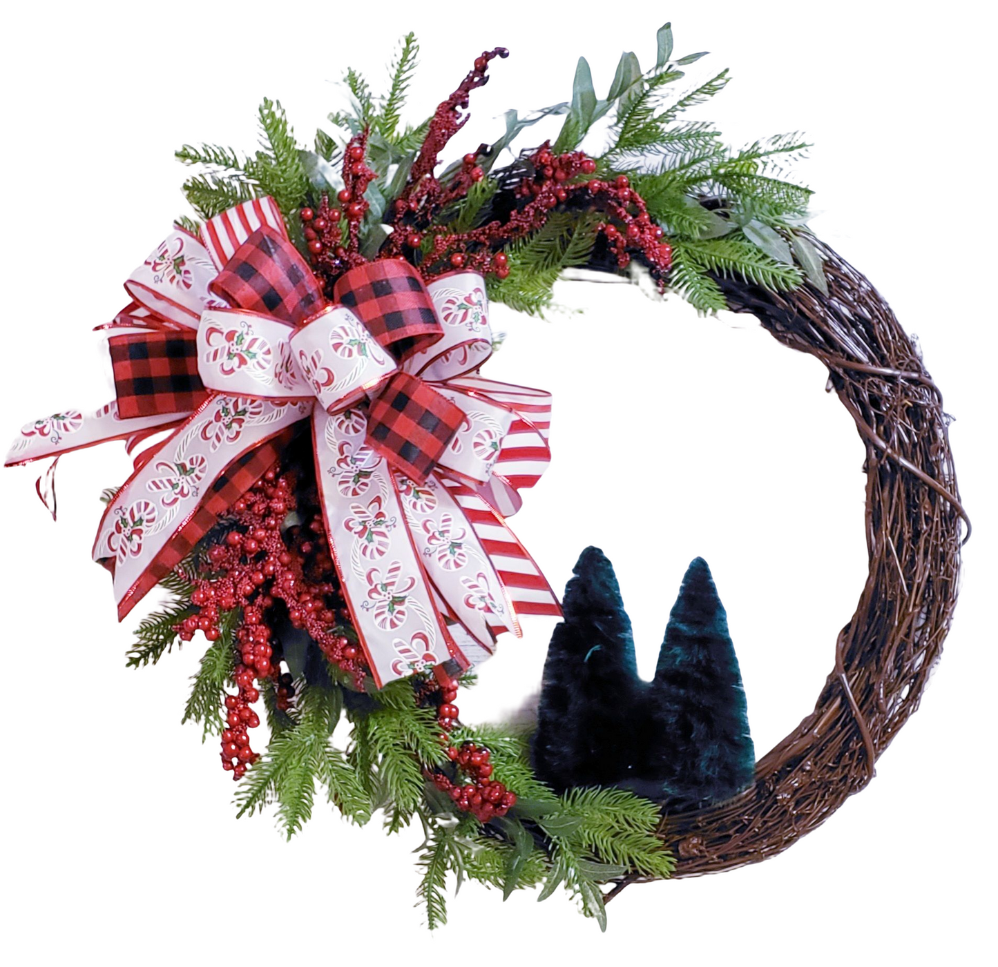 Christmas wreath with green pines