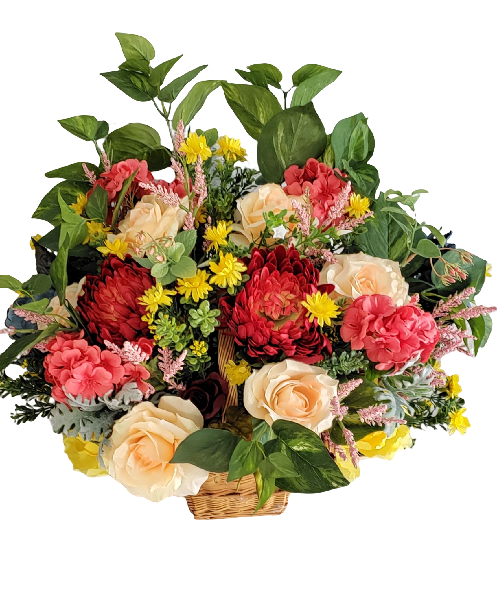 Multifloral arrangement in basket. L: 24 In; W: 18 In; H: 24 In