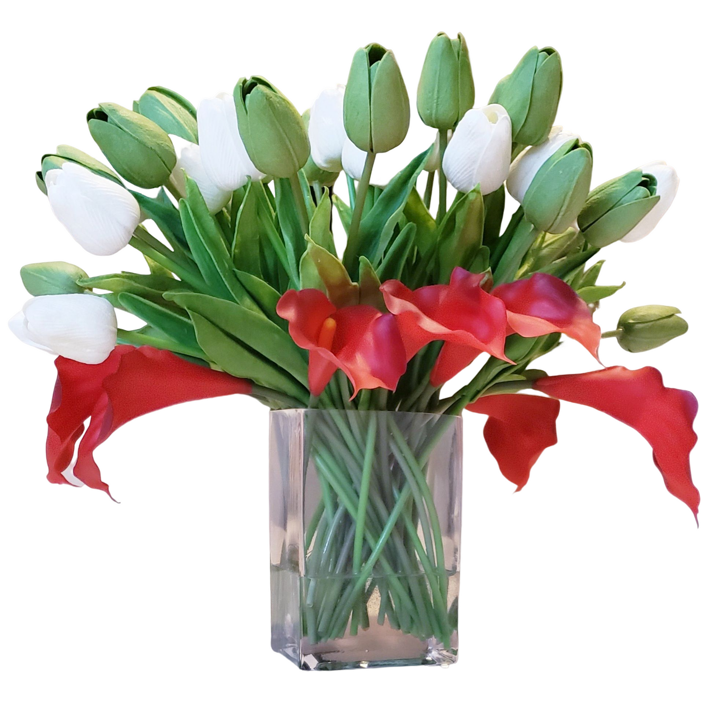 Tulips and Red Calas arrangement