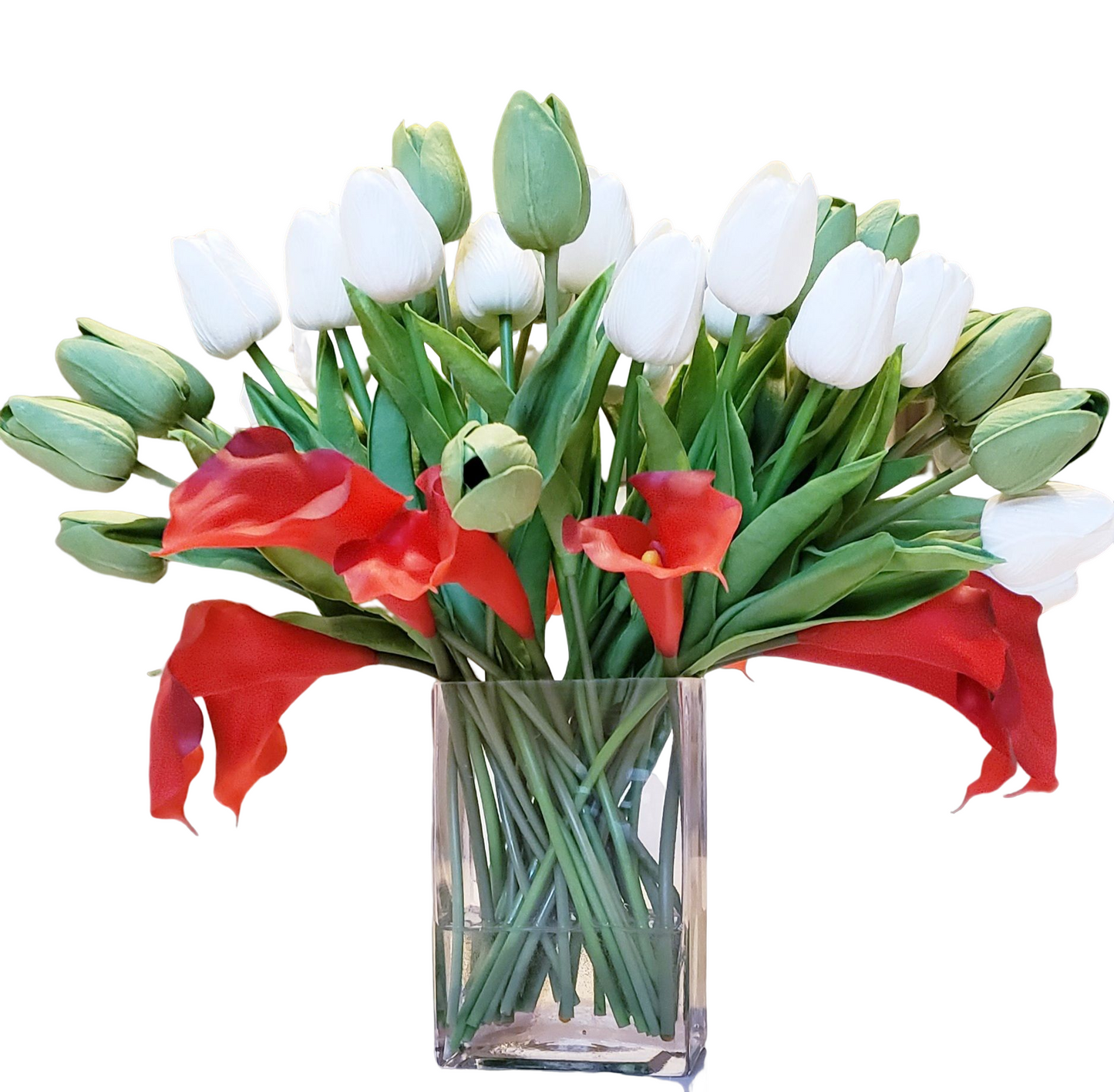 Tulips and Red Calas arrangement