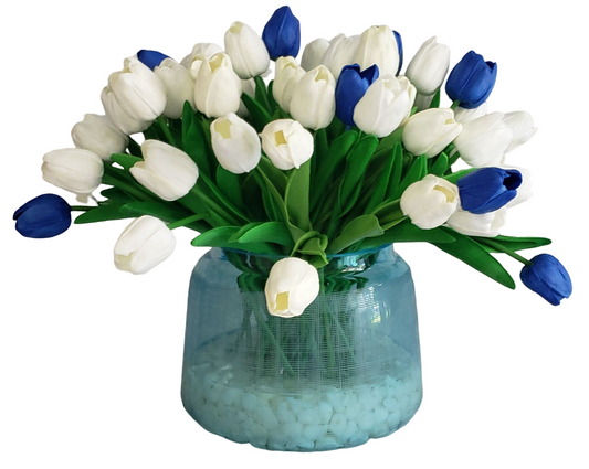 Tulips white and blue