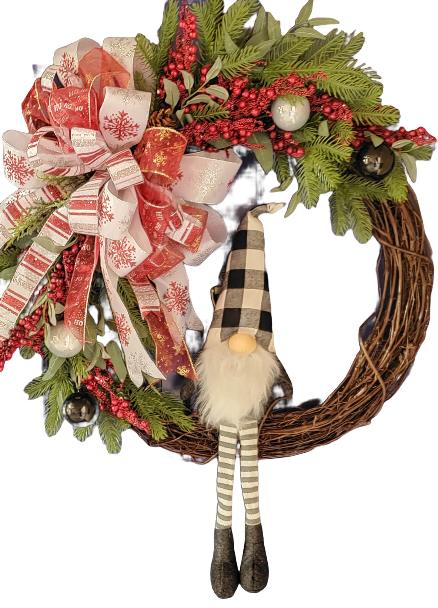 Christmas wreath with a decorative gnome