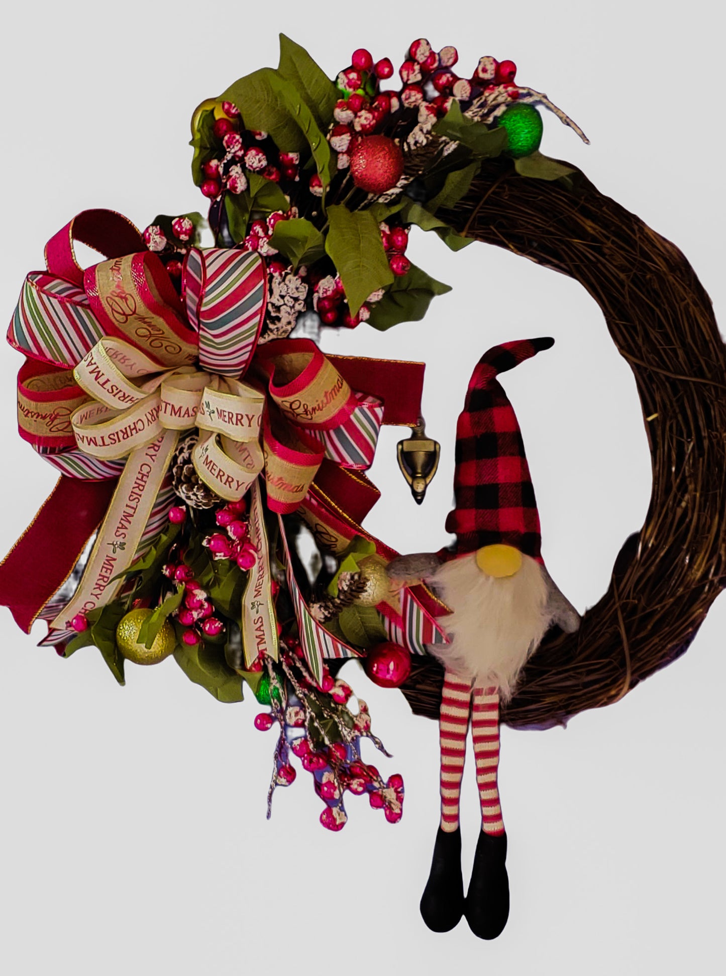 Christmas wreath with a decorative gnome